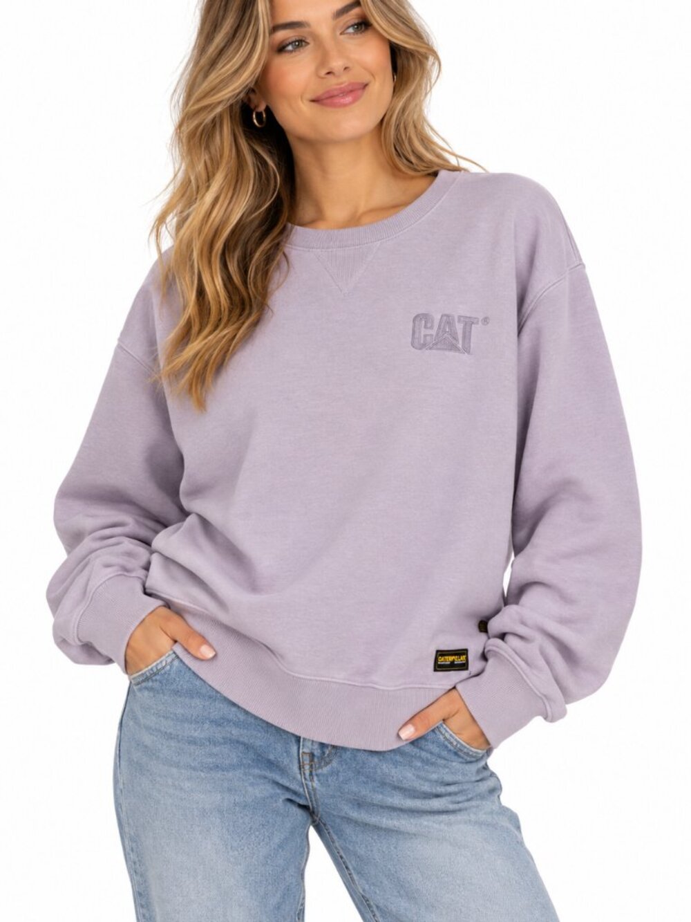 Caterpillar CAT Lavender Oversized Crewneck Sweatshirt XL
